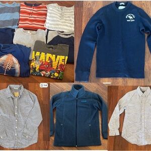 12 Piece Lot Boys Medium 10-12 with coat, button downs, and tees